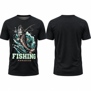 Customized Logo Printed new Men's Fishing T-<b>Shirt</b> Black Printed <b>Fish</b> Design Breathable Outdoor Wear - Product Image 1