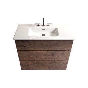 Mobile bagno moderno TIA 36 pollici in noce con lavabo, 3 fori per rubinetteria, ampio spazio contenitivo, mobiletto autoportante per bagni moderni - Product Image 5