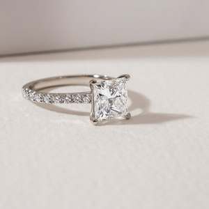 Custom ODM Manufacturer 10K 14K 18K Gold Moissanite Pave Engagement <b>Ring</b> Princess Cut VVS Sparkle Band Personalized Fine Jewelry - Product Image 2