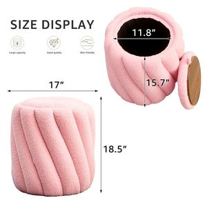Convertible Upholstered <b>Padded</b> Ottoman with Storage for Vanity <b>Stool</b> Foot Rest for Makeup Room or Living Room - Product Image 2