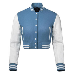 แจ็คเก็ตเบสบอลหนังและขนสัตว์คุณภาพพรีเมียม แขนยาว สไตล์คลาสสิกแบบวิทยาลัย แจ็คเก็ตบอมเบอร์ แจ็คเก็ตวาร์ซิตี้ สำหรับผู้หญิง - Product Image 4