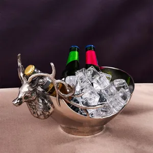 Cuenco Decorativo de Metal Hecho a Mano con Cabeza de Ciervo 38x23x22cm Escultura Animal Contemporánea para Mesa de Salón Diseño Artístico - Product Image 5