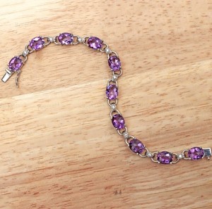 Natural Amethyst Stone Luxury <b>Charm</b> <b>Bracelet</b> 925 Sterling <b>Silver</b> Handmade Purple Gemstone February Birthstone Jewelry Gift Party - Product Image 2