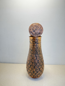 Premium Antique Embossed Pure Copper Bedside Carafe Jar 1500ml Full Flower Carved Ayurvedic Pot Luxury Wellness Metal Drinkware - Product Image 4