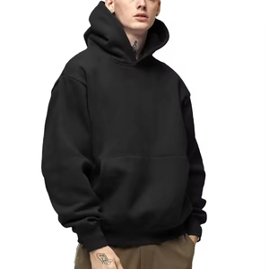 100% Cotton Heavyweight Hoodies for Men Oversized Plain Sweatshirts Embroidered Custom Logo Drop Shoulder Streetwear Autumn - Product Image 3