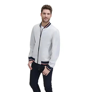 Lightweight Customized <b>Men's</b> Varsity Baseball Letter <b>Jacket</b> Blue Yellow Stand Collar Stitched Text Logo Embossed Breathable - Product Image 3