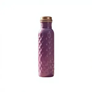 Handmade Copper Water Bottle With <b>Green</b> <b>Velvet</b> Sleeve Vintage Portable Drinkware - Product Image 2