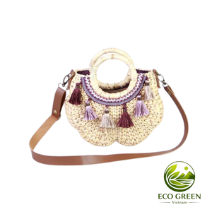 Bolso de Jacinto de Agua Artesanal Natural VIETNAM ECO GREEN Material Orgánico Ecológico Ovalado Hecho a Mano Moderno y Versátil - Product Image 5