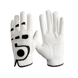 Gant de golf pour droitier, blanc, en cuir véritable, antidérapant, fermeture auto-agrippante, usage sportif unisexe - Product Image 2