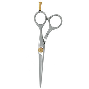 Hair Cutting <b>Barber</b> Scissors Silver Gold Screw High Quality Stainless Steel <b>Blade</b> Sharp Tip Right-Handed Medium Handle - Product Image 6
