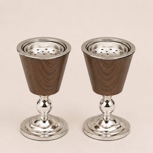 เตาเผาบัคฮูรไม้หรูหราสีเงิน แบบมาบคัฮารา ที่วางธูปแบบอาหรับ สไตล์ตะวันออกกลางสมัยใหม่ สำหรับรอมฎอน อีด และใช้ในบ้าน - Product Image 1