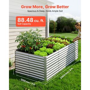 Fioriera Rettangolare Rialzata in Metallo Zincato 8x4x3 piedi per Esterni, Kit Contenitore per Piante Senza Fondo, Forniture da Giardino - Product Image 2