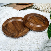 Assiette ronde en bois de qualité alimentaire avec collation et noix Assiettes rondes avec chargeur Assiettes pour salade biscuits apéritif assiettes de charcuterie bon marché