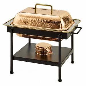 Heavy Duty Brass Buffet Heating Chafer with Lid and Stand <b>Frame</b>, Reliable Food Warmer for Catering Service Hotel & Wedding Setup - Product Image 3