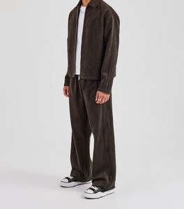 Men's Gray Two-Piece <b>Zip</b>-<b>Up</b> Crop Top Shorts Set Casual Knitted Fleece Polyester Sportswear Autumn Solid Color Full Sleeve 320g - Product Image 2