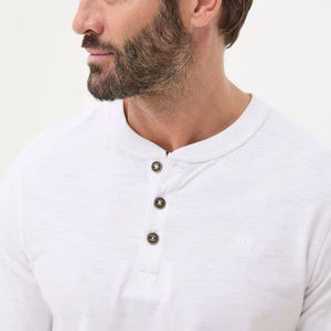 Camiseta de Manga Larga Informal para Hombre de Algodón de Alta Calidad, Cuello Henley, Estilo Polo, Ropa de Calle, Moda para Uso Diario - Product Image 4
