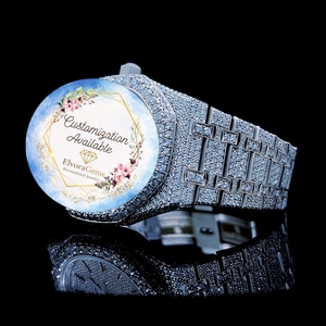 Reloj Inteligente Unisex ElvoraGems de Moda con Caja de Moissanita, Resistencia al Agua de 10 Bares, Pantalla de Cristal de Zafiro, Moissanita VVS y Acero Inoxidable - Product Image 2