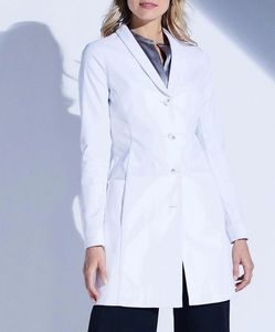 Blouse de laboratoire blanche tissée pour femmes, uniforme d'hôpital, blouse de médecin, 3 poches, fermeture à boutons-pression - Product Image 5