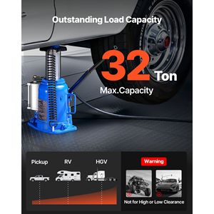 Martinetto idraulico a bottiglia saldato per impieghi gravosi da 10-16,3 pollici, capacità 32 tonnellate (70546,9 libbre), sollevatore pneumatico/manuale per auto - Product Image 2