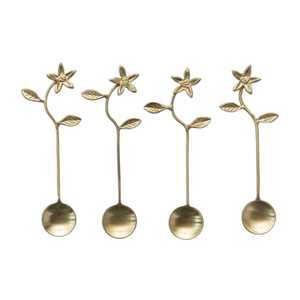 Cuchara de metal de lujo con mango floral para té, café, postre, para restaurantes, bodas y fiestas, con logotipo personalizado. - Product Image 1