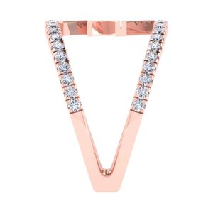 Anillo de doble banda en oro rosa para mujer, elegante joyería de moda, anillo de plata de ley con cristal, accesorio llamativo y elegante, regalo para uso diario - Product Image 4