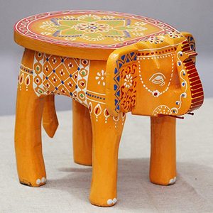 Tabouret rond en bois éco-responsable fait main, design minimaliste de couleur jaune, multifonctionnel, pour le salon, décoration de la maison, Stool06 - Product Image 1