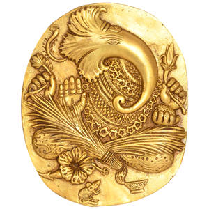 Plaque murale Lord Ganesha de 9 pouces faite à la main en laiton fabriquée en Inde pour les cadeaux - Product Image 1