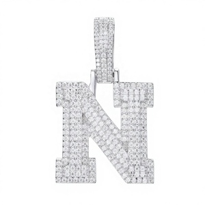 RCK Global D VVS Moissanite Brilliant Cut <b>Initial</b> <b>Pendant</b> 925 <b>Silver</b> 18K Gold Plated Hip Hop Charms Unisex for Custom Jewelry - Product Image 3