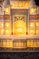 Réplica Iluminada Hecha a Mano del Taj Mahal en Mármol Blanco Pulido Ecológico de Primera Calidad con Incrustaciones LED, Decoración de Lujo para el Hogar, Regalo