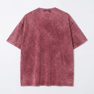 เสื้อยืดแขนสั้นผู้ชายทรงโอเวอร์ไซส์ สีพื้น ย้อมสีแบบ Garment Dyed คอทรงโอ ทรงลำลอง ผ้าฝ้ายพรีเมียม แฟชั่นลำลอง สตรีทแวร์ - Product Image 2
