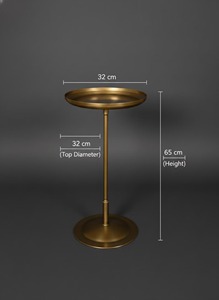 Mesa Auxiliar Moderna de Latón, Diseño Minimalista, Mueble de Sala de Estar, Base y Tapa Decorativas de Metal - Product Image 4