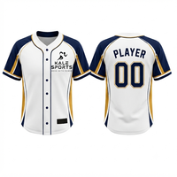 Camiseta de Béisbol Kale Sports Negra, Dorada y Blanca con Estampado Sublimado, Absorbente de Humedad, Manga Corta, Corte Regular, Unisex para Adultos