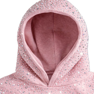 Sudaderas con capucha de algodón y forro polar con pedrería para hombre, estilo oversize, streetwear, con logo personalizado, venta al por mayor, ODM - Product Image 4