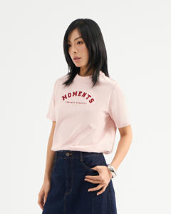 เสื้อยืดครอปแขนสั้นพิมพ์ลายคุณภาพสูงสำหรับผู้หญิง สีพื้น ผ้าฝ้าย ทรงปกติ ระบายอากาศได้ดี แห้งเร็ว โดย Routine - Product Image 1