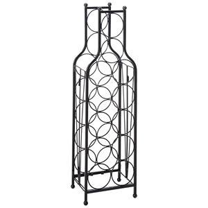 Organizador de Vino Vertical Moderno, Acabado en Hierro Negro Mate, Ahorro de Espacio, Estrecho, con Ruedas, Capacidad de 3L - Product Image 2