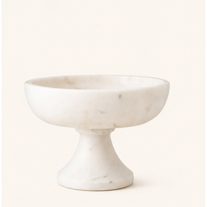 Bol sur piédestal en marbre blanc éco-responsable fait main, centre de table de luxe en pierre naturelle, bol à fruits sur pied, décoration moderne pour la maison et les fêtes - Product Image 5