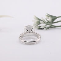 Bague de fiançailles vintage en or blanc avec diamant de laboratoire taillé, bordure milgrain, tige pavée, filigrane, bijoux fins, cadeau pour femme TULSIYA