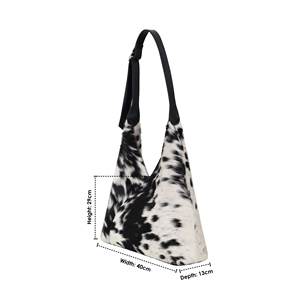 Women's Hobo Shoulder Bag Glaze Hairon Leather Large Tote Genuine Leather Handbag Fashion Polyester Lining - Product Image 6