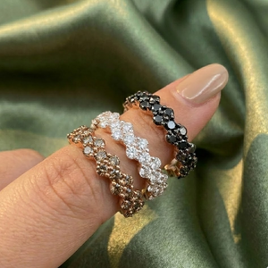 Anillo de Oro Rosa Sólido de 18k de Alta Calidad, con 45 Diamantes Marrones Champagne de 2.24CT, Corte Brillante, Estilo Clásico para Fiesta, Venta al Por Mayor en China - Product Image 1