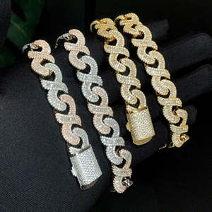 VVS Moissanite <b>Infinity</b> Cuban Link <b>Bracelet</b> 925 Sterling Silver Iced Out Baguette Hip Hop Chain - Product Image 5