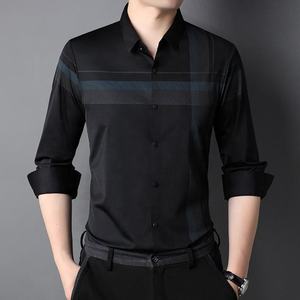 Men's Striped Dress Shirt Long Sleeve Turn-Down Collar Woven Poplin Smart Casual Autumn Formal Button Up Shirt - Product Image 4