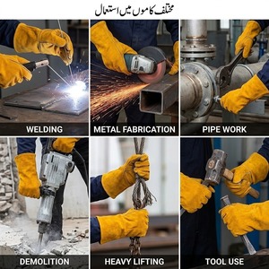 Gants de soudage en cuir de vachette jaune de qualité supérieure, résistants à la chaleur et à l'abrasion, gants de travail de sécurité robustes - Product Image 4