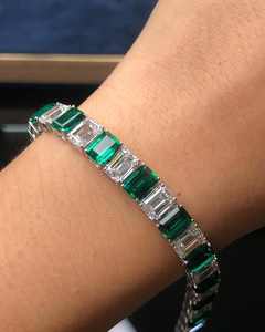 Bracelets de mariée en argent Sterling 925, émeraudes vertes, pierres en zircone cubique, bijoux de costume de mariage pour femmes - Product Image 3