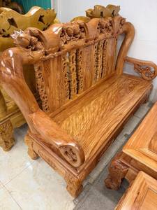 ชุดโซฟาห้องนั่งเล่นไม้หอมแท้ 9 ชิ้น ดีไซน์โบราณแกะสลักด้วยมือ หรูหรา - Product Image 3