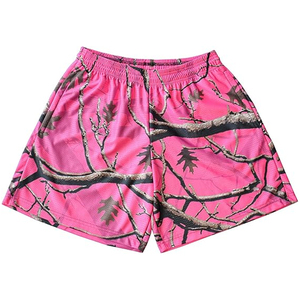 OEM Breathable Comfortable 100% Polyester <b>Mens</b> Mesh <b>Shorts</b> 5-inch Inseam Custom Floral Camouflage <b>Pattern</b> Heavyweight Drawstring - Product Image 5