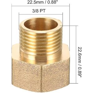 Adaptador de Tubería de Latón Forjado de Baja Presión, Acoplamiento Macho de 3/8 PT x Hembra de 1/2 PT, Resistente a los Rayos UV y a la Corrosión - Product Image 2