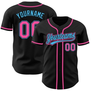 Venta al por Mayor del Jersey de Béisbol Auténtico Personalizado OMMIZ INDUSTRY Negro, Rosa y Azul Cielo, el Más Vendido - Product Image 1