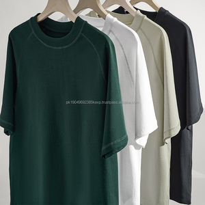 เสื้อยืดผู้ชายโอเวอร์ไซส์ผ้าคอตตอนน้ำหนักเบา300ก. สะพายไหล่แบบโชว์ไหล่และโลโก้ตามสั่ง - Product Image 2