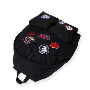 Sac à dos unisexe BT21 Characters Heart Wappen pour étudiants, design à deux poches, couleur noire - Product Image 3