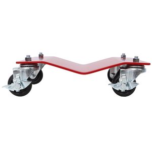 Set di 4 Carrelli Professionali in Acciaio per Veicoli, Capacità 2500 libbre, Carrelli per Ruote Auto Resistenti con Freni, ROSSI - per Traslochi e Pneumatici - Product Image 3